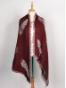Feather Patterned Scarf w/ Fringe